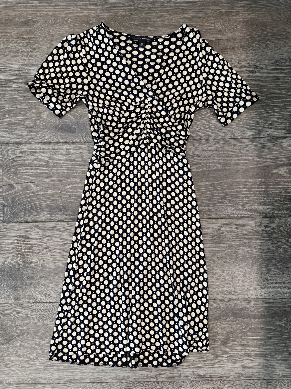 Banana Republic Black Dress with Cream Polka Dots